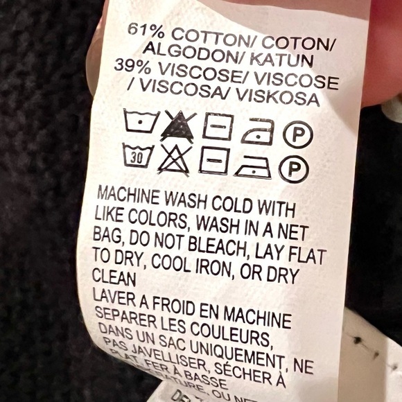 NWT LUCKY BRAND Knitted Black Fringe Poncho with Tassels women size S - Picture 10 of 10